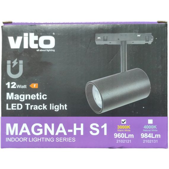Faretto LED magnetico per illuminazione da binario 12W  960Lm 3000K luce calda EL596 Vito