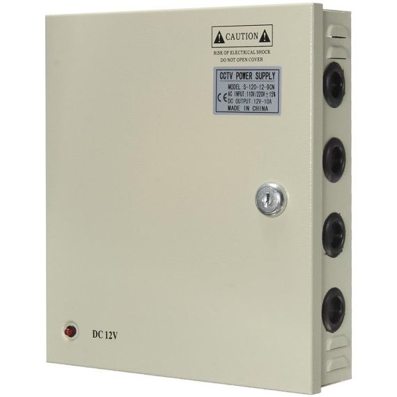 Switching power supply box 12V 10A with 9 outputs with protection fuse T605 