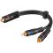 Double Shielded RCA Female-2 RCA Male Audio Adapter Cable F1580 Goobay